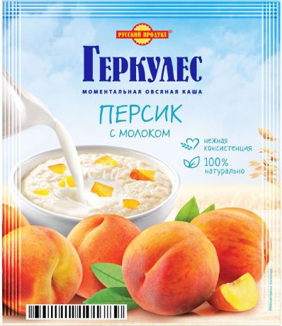 Русский продукт Геркулес овсяная каша с персиками и молоком, 30 шт по 35 г