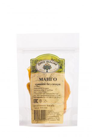 Сухофрукты Oko Baum Манго сушеное, без сахара, несульфитированное 100г, Манго, 100