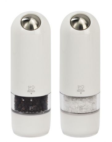 Набор электрических мельниц для соли и перца Peugeot "Alaska Duo", цвет: белый, высота 17 см, 2 шт