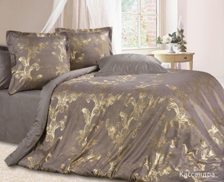 Комплект постельного белья Ecotex Estetica "Кассандра", цвет:светло-коричневый, дуэт (50х70-2 70х70-2)
