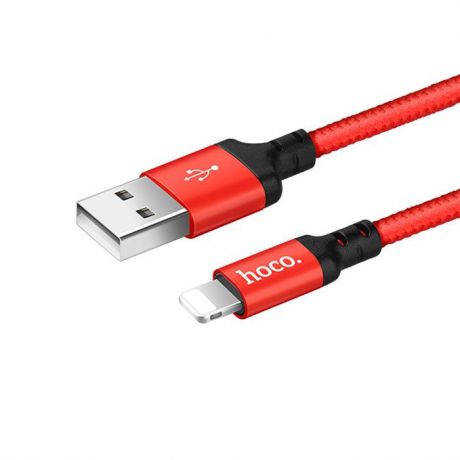 Кабель USB Hoco X14 Times speed Lightning, 1 м, черный с красным