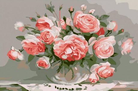 Картина по номерам Paintboy Original "Розы в вазе" 20х30см
