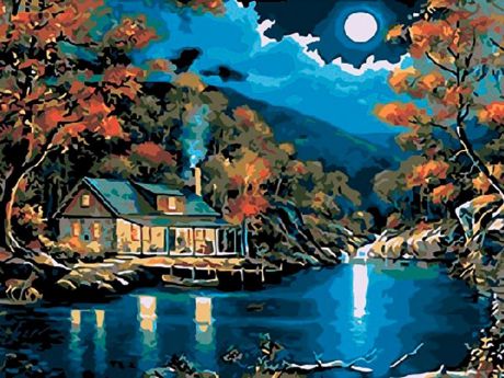 Картина по номерам Paintboy Original "Луна над рекой" 30х40см