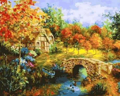 Картина по номерам Paintboy Original "Осенний мостик" 40х50см