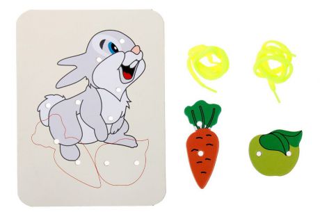 Ракета Шнуровка-раскраска Зайка морковка и яблоко