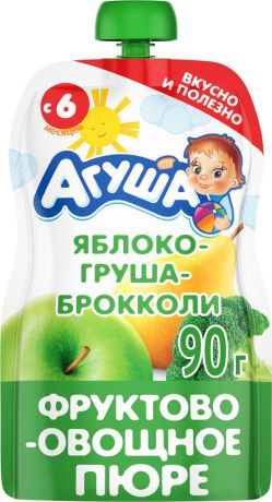 Пюре для детей Агуша Яблоко Малина Шиповник, фруктово-овощное, с 6 месяцев, 90 г