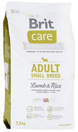 Корм сухой Brit Care "Adult Small Breed" для собак мелких пород, с ягненком и рисом, 7,5 кг