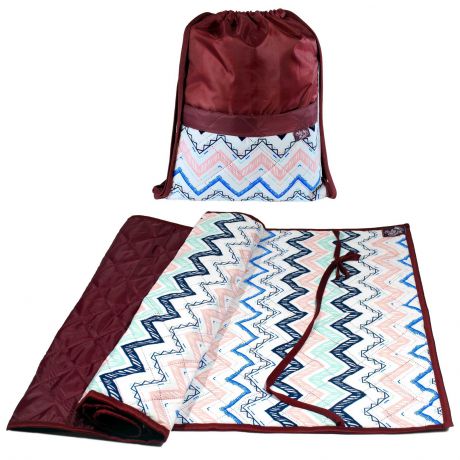 Одноместный комплект - коврик и рюкзак "Зигзаги" бордо