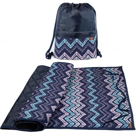 Одноместный комплект - коврик и рюкзак "Зигзаги" синий