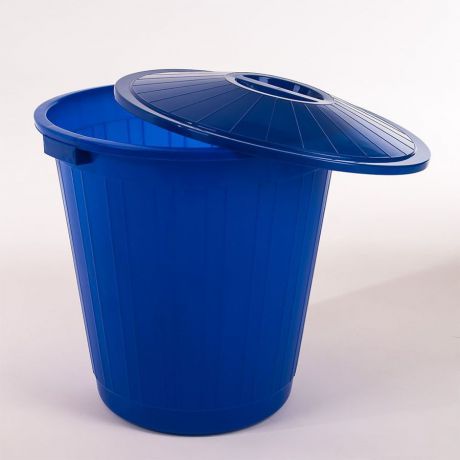 Мусорный бак Элластик-Пласт, с крышкой, синий, 80 л