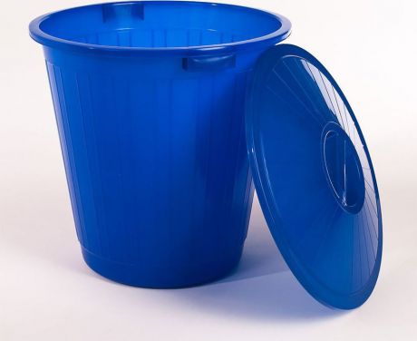 Мусорный бак Элластик-Пласт, с крышкой, синий, 50 л