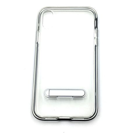 Чехол для сотового телефона Мобильная мода iPhone XR Прозрачная силиконовая накладка с подставкой, черный