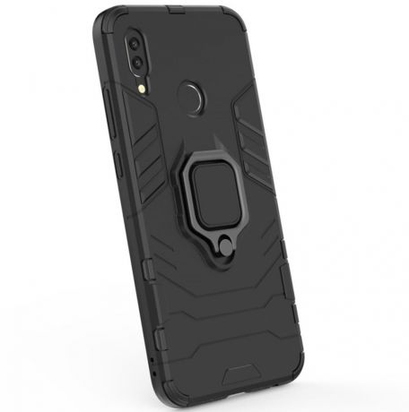 Чехол для сотового телефона Мобильная мода Honor 8A Накладка противоударная с подставкой-кольцом трансформер, черный