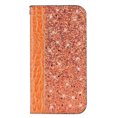 Чехол для сотового телефона Мобильная мода Samsung S10 Чехол-книжка с блестками и структурой крокодильей кожи, оранжевый