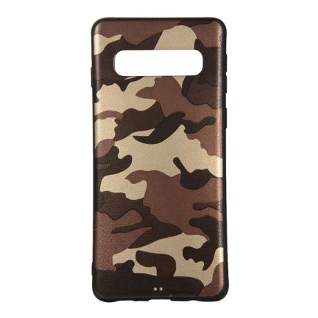 Чехол для сотового телефона Мобильная мода Samsung S10 Накладка силиконовая с камуфляжным узором, коричневый
