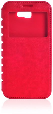 Чехол для сотового телефона Gurdini Premium case книжка с силиконом на магните и окошком red для Samsung Galaxy J5 Prime, красный
