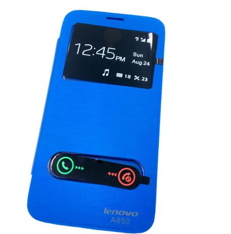 Чехол для сотового телефона Мобильная мода Lenovo A850 Чехол-книжка пластиковая с окнами для звонка, синий