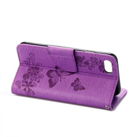 Флип-кейс Moonmini из PU для iPhone 7 / iPhone 8 с отделением для карт и ремешком (фиолетовый)