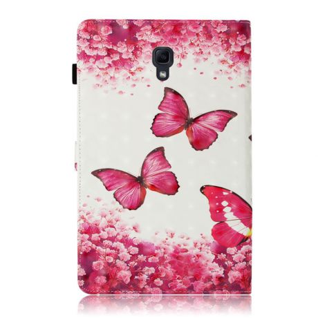Чехол Samsung Galaxy Tab A 10.5 T595 T590 Чехол Цветная живопись Pu Кожаный чехол для планшета Откидная крышка подставки со слотами для карт и держателем стилуса Rosy Butterfly