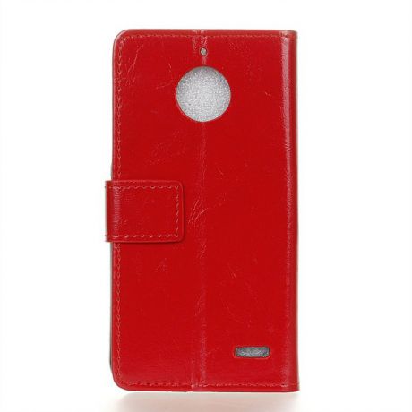 Кожаный флип-чехол для Motorola Moto E4 с гнездами для карт и магнитным закрытием (красный)
