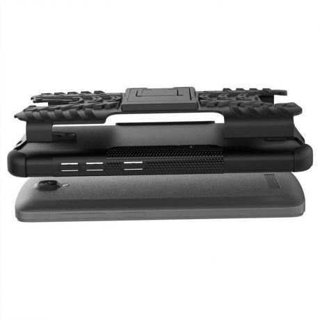 Комбинированный противоударный чехол задней крышки корпуса с подставкой для телефона ZTE Blade L5 / L5 Plus (фиолетовый)