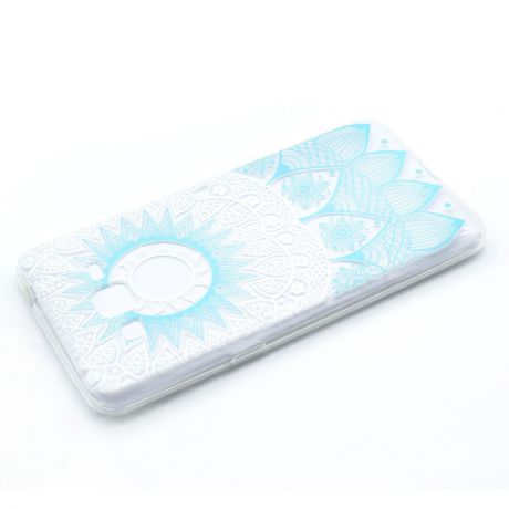 Для Samsung Galaxy J2 Prime Transparent Soft TPU Slim Back Чехол Защитная кожа (синий цветочный узор)