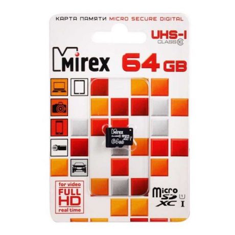 Карта памяти Mirex microSDХC, 64GB (UHS-I, class 10)