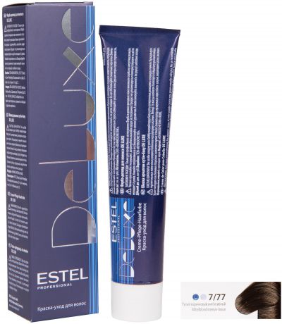 Краска для волос ESTEL PROFESSIONAL 7/77 DE LUXE краска-уход для окрашивания волос, русый коричневый интенсивный 60 мл