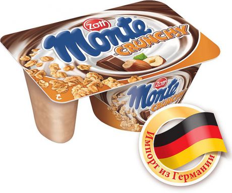 Десерт MonteZott Monte Crunchy 13,3% , с шоколадом и фундуком, 125 г
