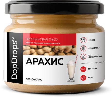 Протеиновая паста DopDrops Арахис без добавок, 250 г