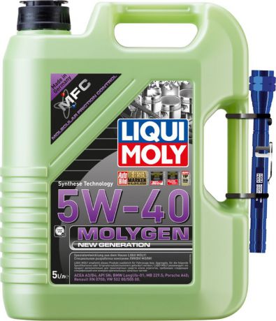 Моторное масло Liqui Moly Molygen New Generation, НС-синтетическое, 5W-40, 5 л + Фонарик в подарок