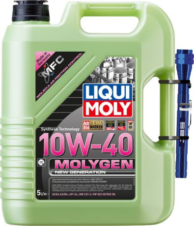 Моторное масло Liqui Moly Molygen New Generation, НС-синтетическое, 10W-40, 5 л + Фонарик в подарок