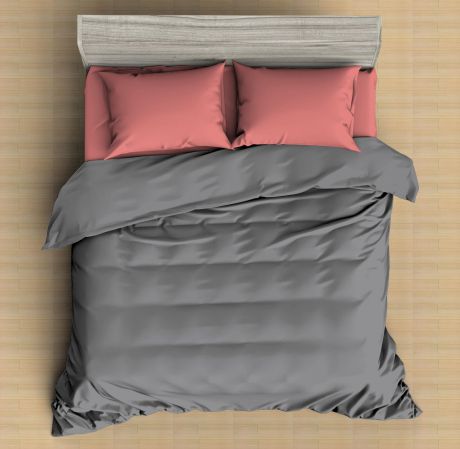 Комплект постельного белья Amore Mio Макосатин Helen, 9544, серый, 1,5-спальный, наволочки 70x70