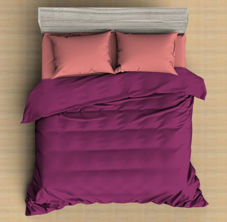 Комплект постельного белья Amore Mio Макосатин Anna, 9573, фиолетовый, евро, наволочки 70x70