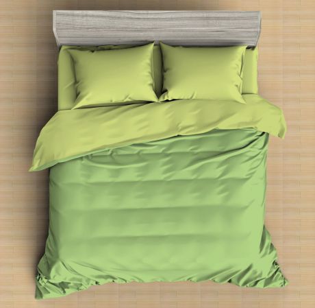 Комплект постельного белья Amore Mio Макосатин "Изумруд", 9791, светло-зеленый, 1,5-спальный, наволочки 70x70