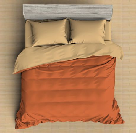 Комплект постельного белья Amore Mio Макосатин "Яшма", 9796, оранжевый, 1,5-спальный, наволочки 70x70