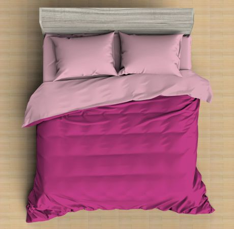 Комплект постельного белья Amore Mio Макосатин "Кварц", 9797, фуксия, 1,5-спальный, наволочки 70x70