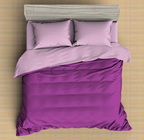 Комплект постельного белья Amore Mio Макосатин "Гранат", 9805, фиолетовый, 2-спальный, наволочки 70x70
