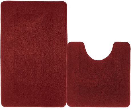 Набор ковриков для ванной Kamalak Tekstil, УКВ-1055, красный, 2 шт