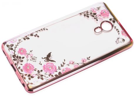Чехол для сотового телефона iNeez силикон со стразами rose gold для Meizu M3 Max, темно-розовый