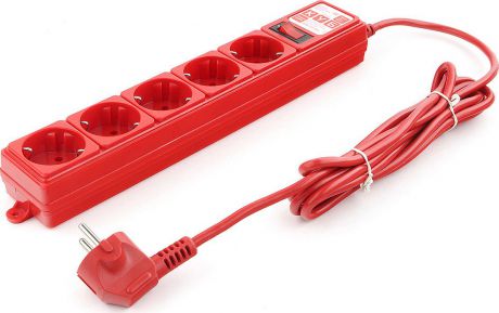 Сетевой фильтр Powercube SPG-MXTR-14, 5 розеток, 3 м, красный