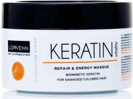 Восстанавливающая маска для волос Lorvenn Keratin Vitality, с кератином, 500 мл