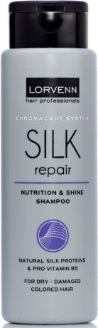 Реструктурирующий шампунь для волос Lorvenn Silk Repair, с протеинами шелка, 300 мл