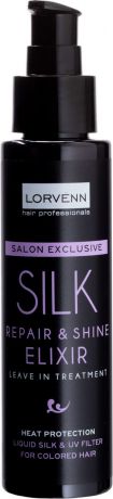 Эликсир для реструктуризации и блеска волос Lorvenn Silk Repair & Shine, с жидким шелком, 100 мл