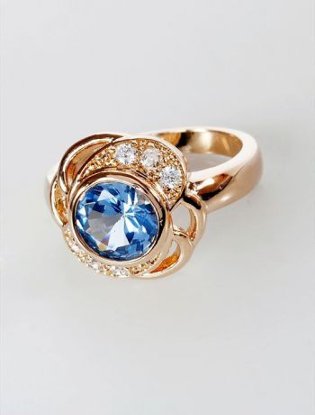 Кольцо бижутерное Lotus jewelry 3037R-21Blcz, Ювелирный сплав, Фианит, голубой