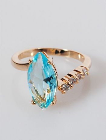 Кольцо бижутерное Lotus jewelry 3023R-27Blcz, Ювелирный сплав, Фианит, голубой