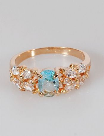 Кольцо бижутерное Lotus jewelry 43R-29Blcz, Ювелирный сплав, Фианит, голубой