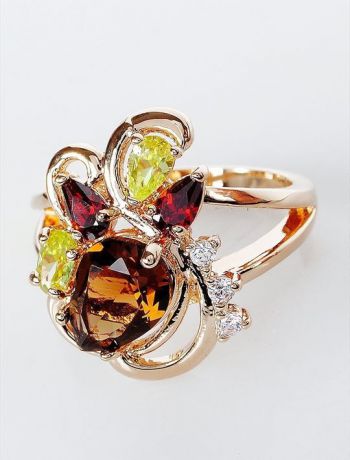 Кольцо бижутерное Lotus jewelry 3037R-09mix, Ювелирный сплав, Фианит, разноцветный