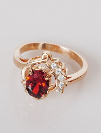 Кольцо бижутерное Lotus jewelry 42R-74gn, Ювелирный сплав, Гранат, красный