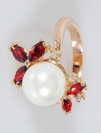 Кольцо бижутерное Lotus jewelry 3032R-22fwp-gn, Ювелирный сплав, Жемчуг, красный